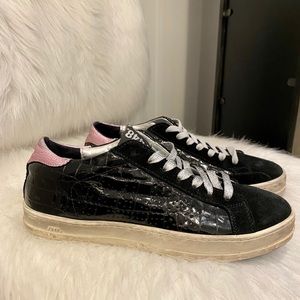 P448 black croc patent w/pink back  barely worn